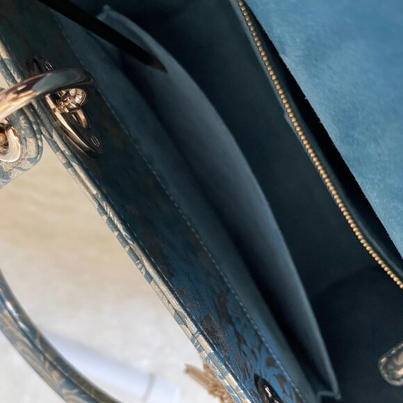 2022 Medium Lady Dior Blue/Green Blocart with Champagne Gold Hardware - Picture 13 of 16